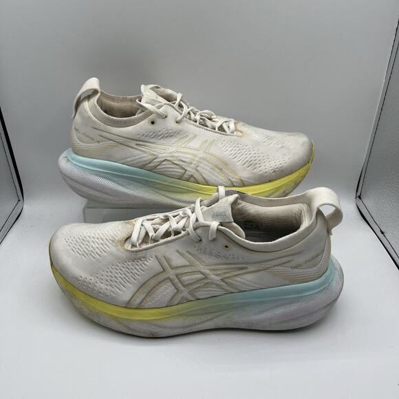 Asics Gel-Nimbus 25 Running Sneakers Womens Size 10W White Mesh Comfort Lace Up - Picture 1 of 10